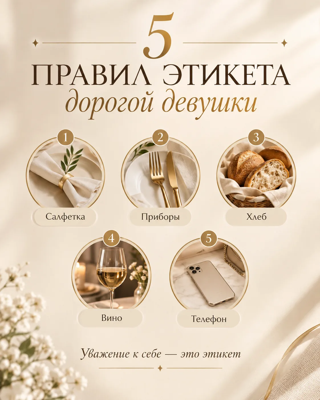 🥂 5 ПРАВИЛ ЭТИКЕТА, КОТОРЫЕ ЗНАЕТ КАЖДАЯ ДОРОГАЯ ДЕВУШКА