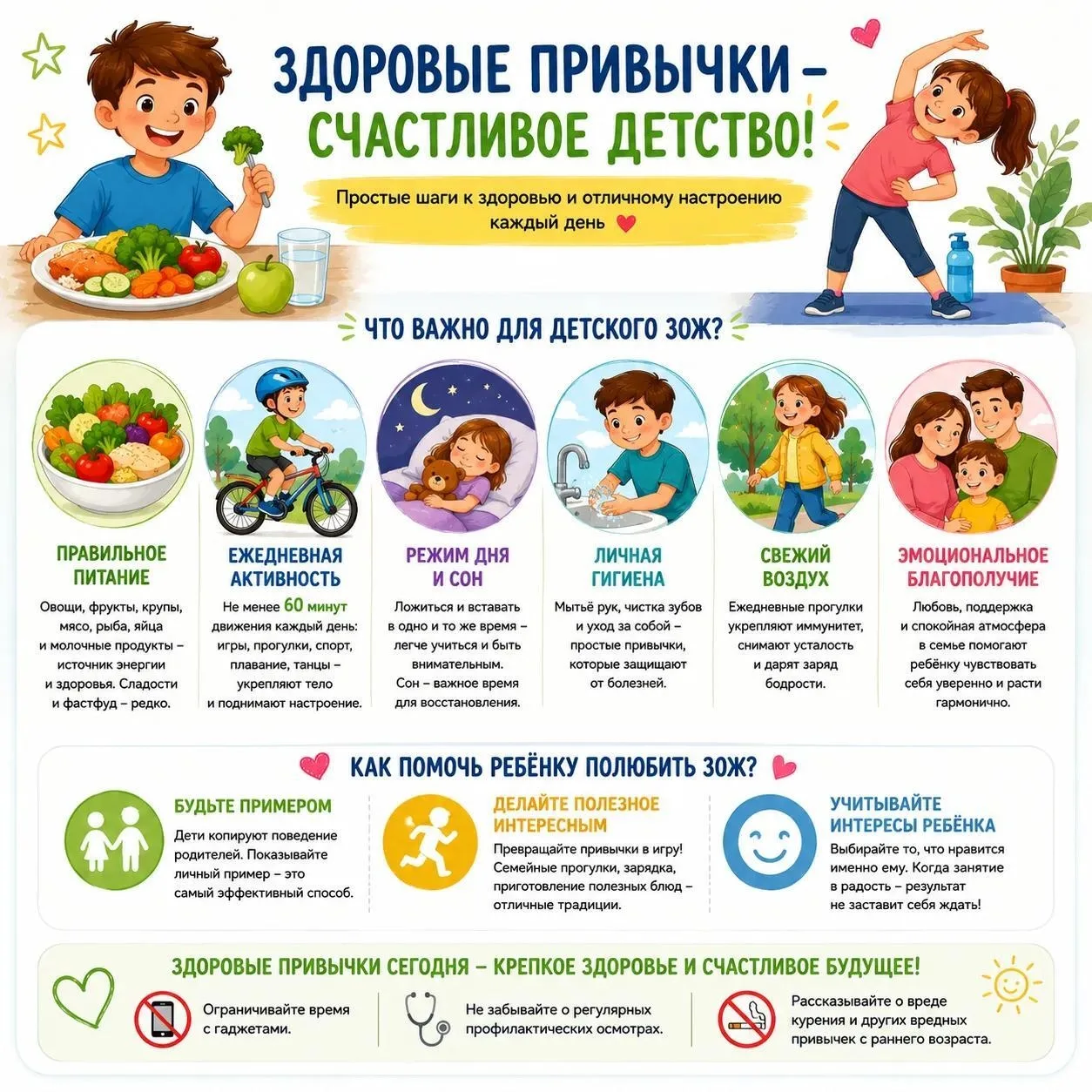 👨‍👩‍👧 Здоровые привычки, которые останутся с ребёнком на всю жизнь!