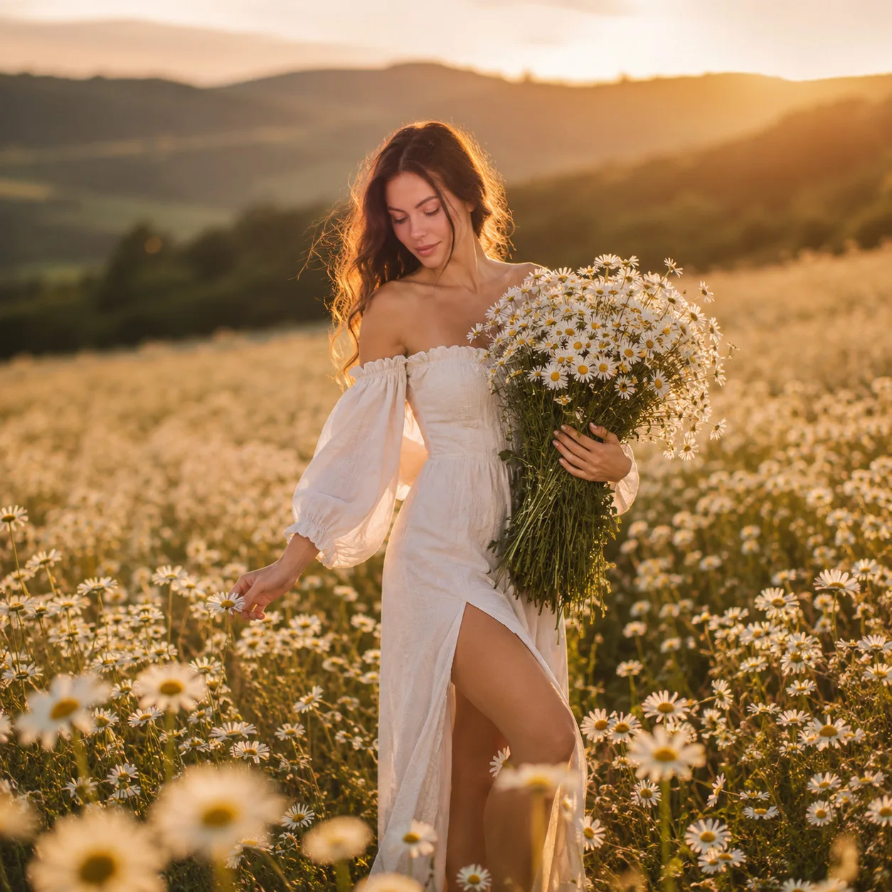 🌼 Золотой час в поле ромашек