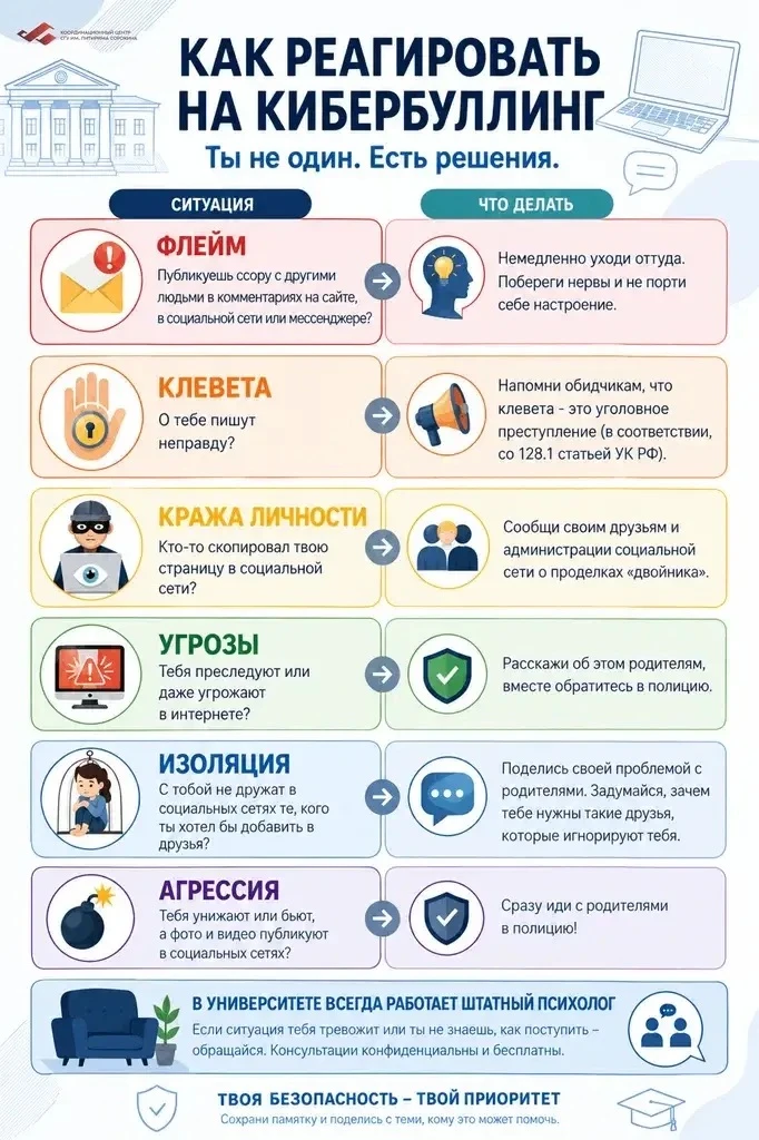 💬Кибербуллинг может начаться с одного сообщения, комментария или публикации — но важно...