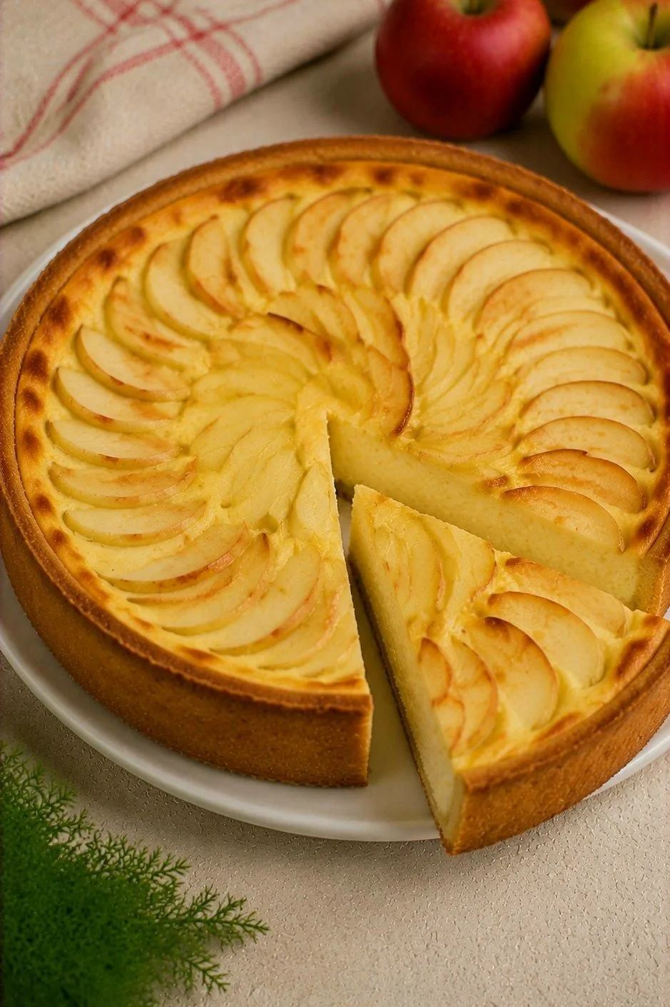 Творожный пирог с яблоками