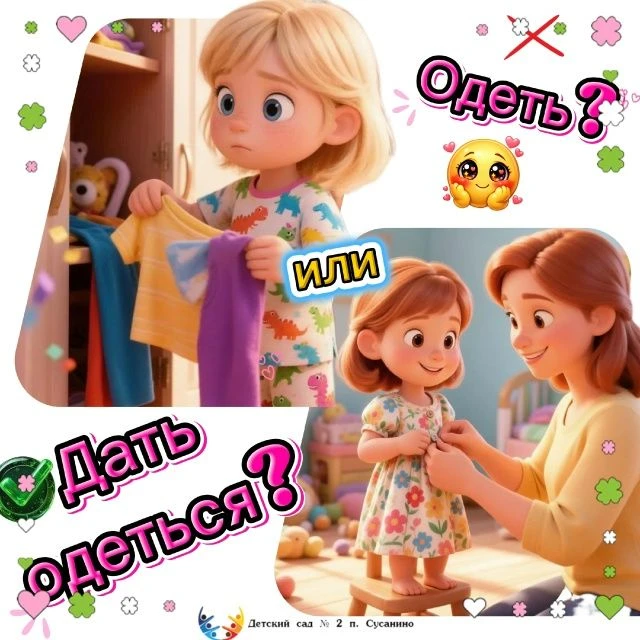 Дорогие родители! Важно помнить разницу между фразами «одеть» и «дать одеться».