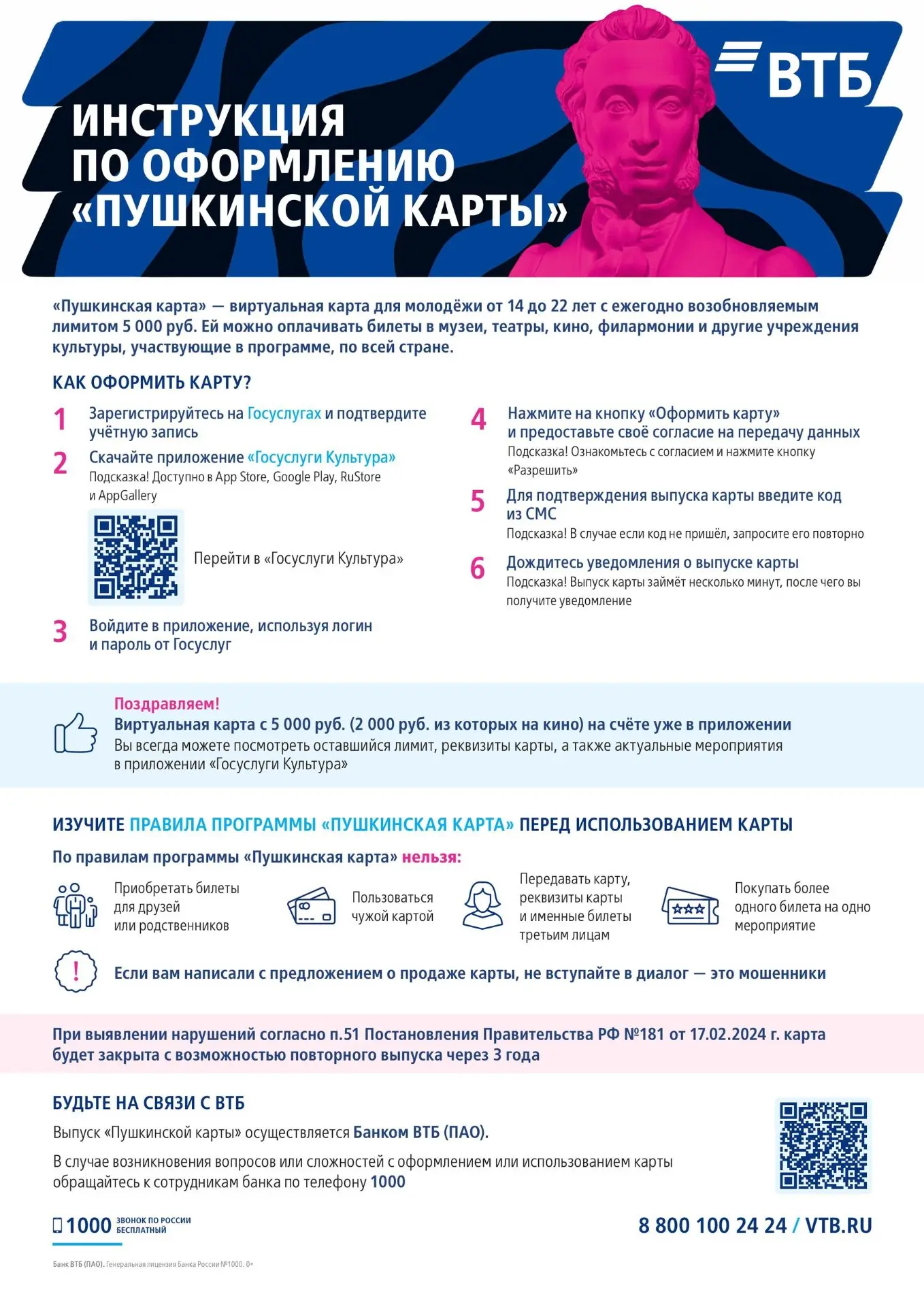 Как оформить Пушкинскую карту.

Пушкинская карта позволяет молодежи от 14 до 22 лет включительно пос