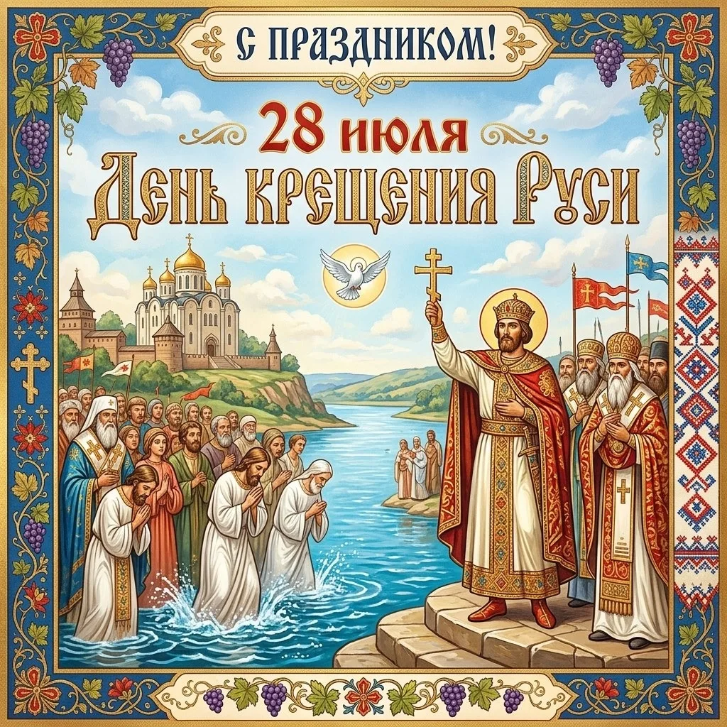 🕊 28 июля — День Крещения Руси — день, когда в 988 году князь Владимир Святославич принял христианс