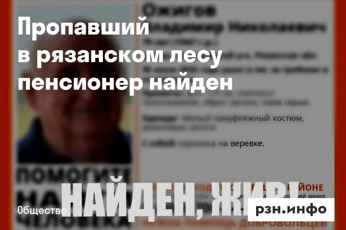 Пропавший в рязанском лесу пенсионер найден