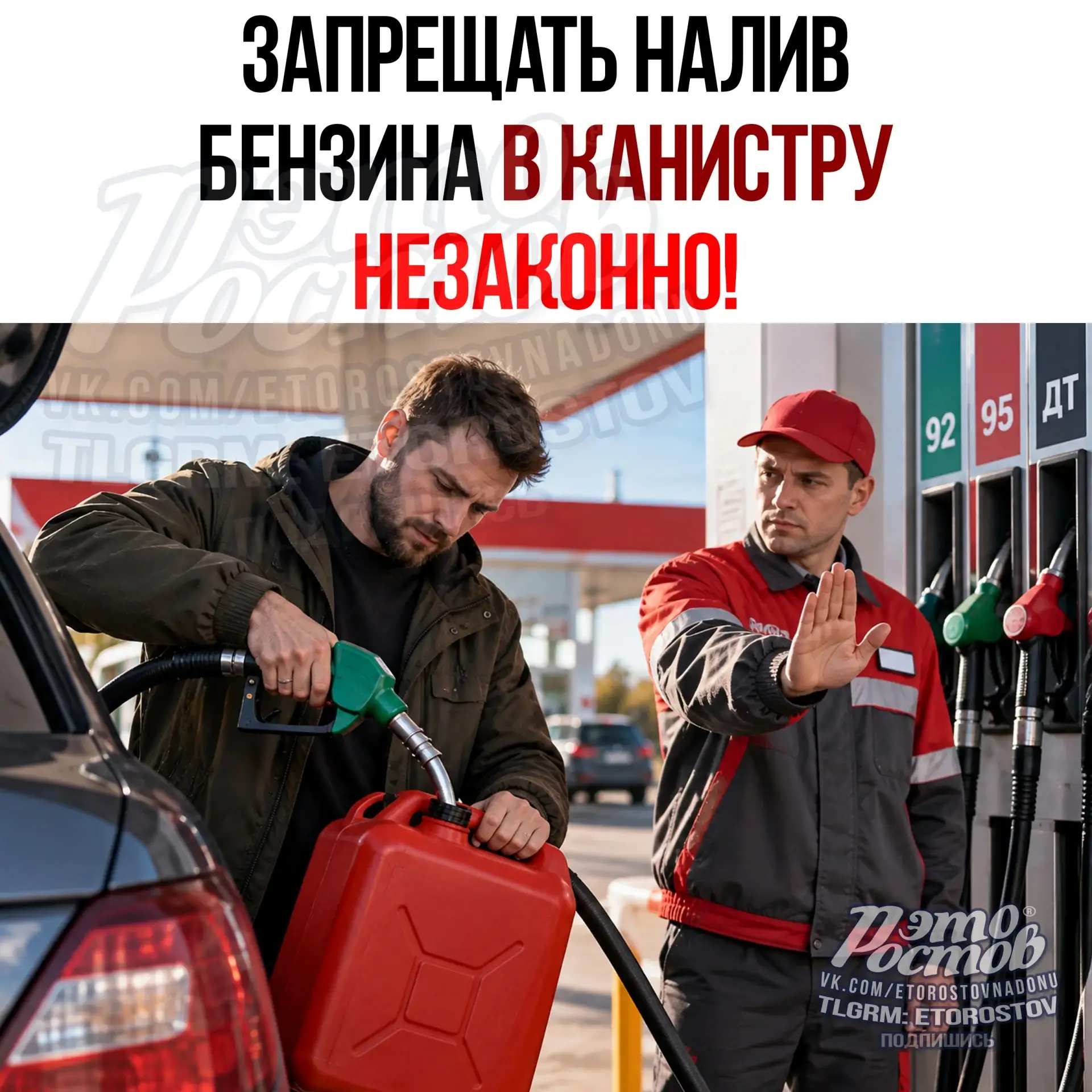 ⛽ Запрещать наливать бензин в канистры нельзя