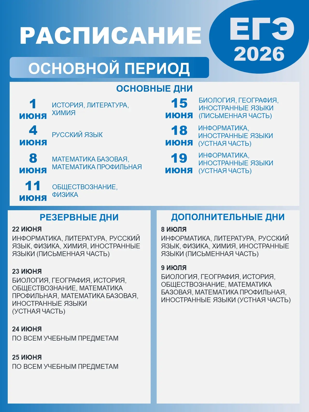 Расписание ГИА-11 – 2026