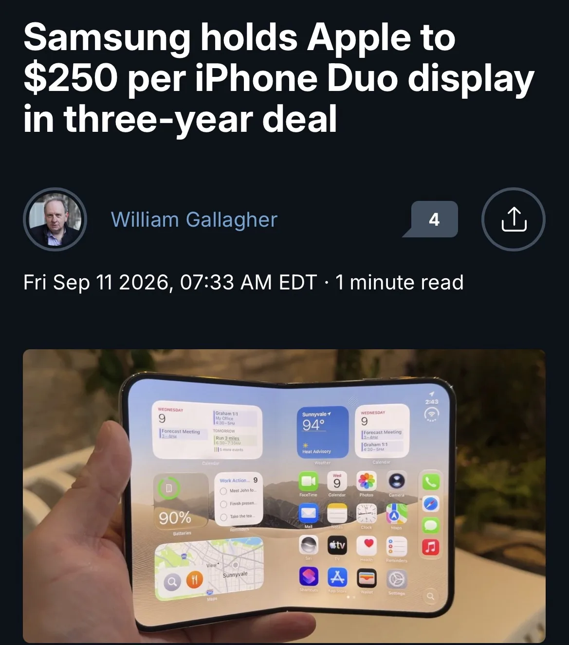 Apple заплатит Samsung миллиарды за экраны для iPhone Duo