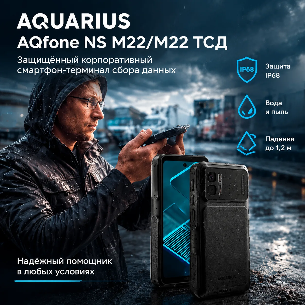 Знакомим с новым защищенным смартфоном для связи и учета: Aquarius AQfone NS M22/M22 ТС...