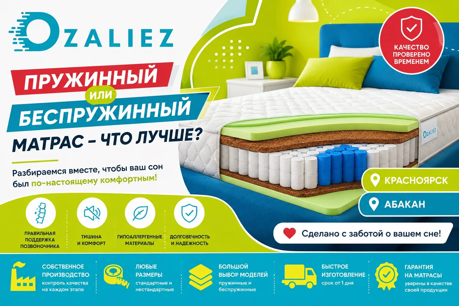🛏 Пружинный или беспружинный матрас — что лучше?