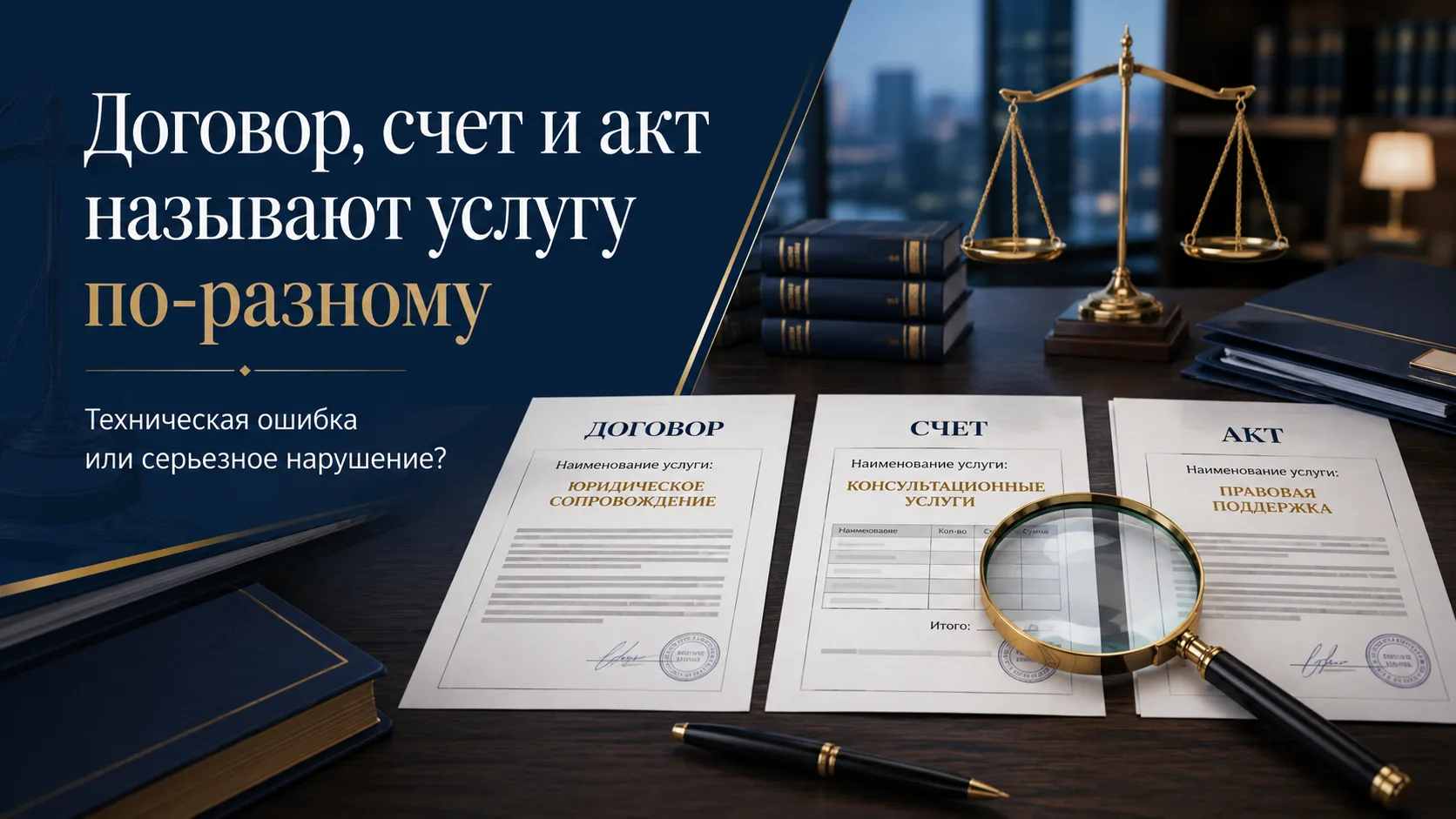 Договор, счет и акт называют услугу по-разному: нарушение или техническая ошибка?