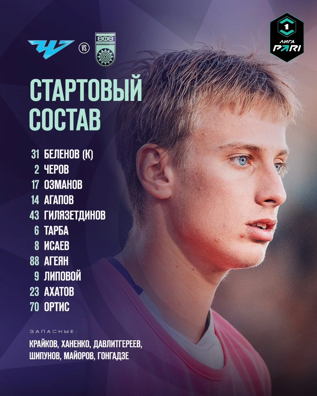 Наш состав на матч с «Челябинском» 💪🏼