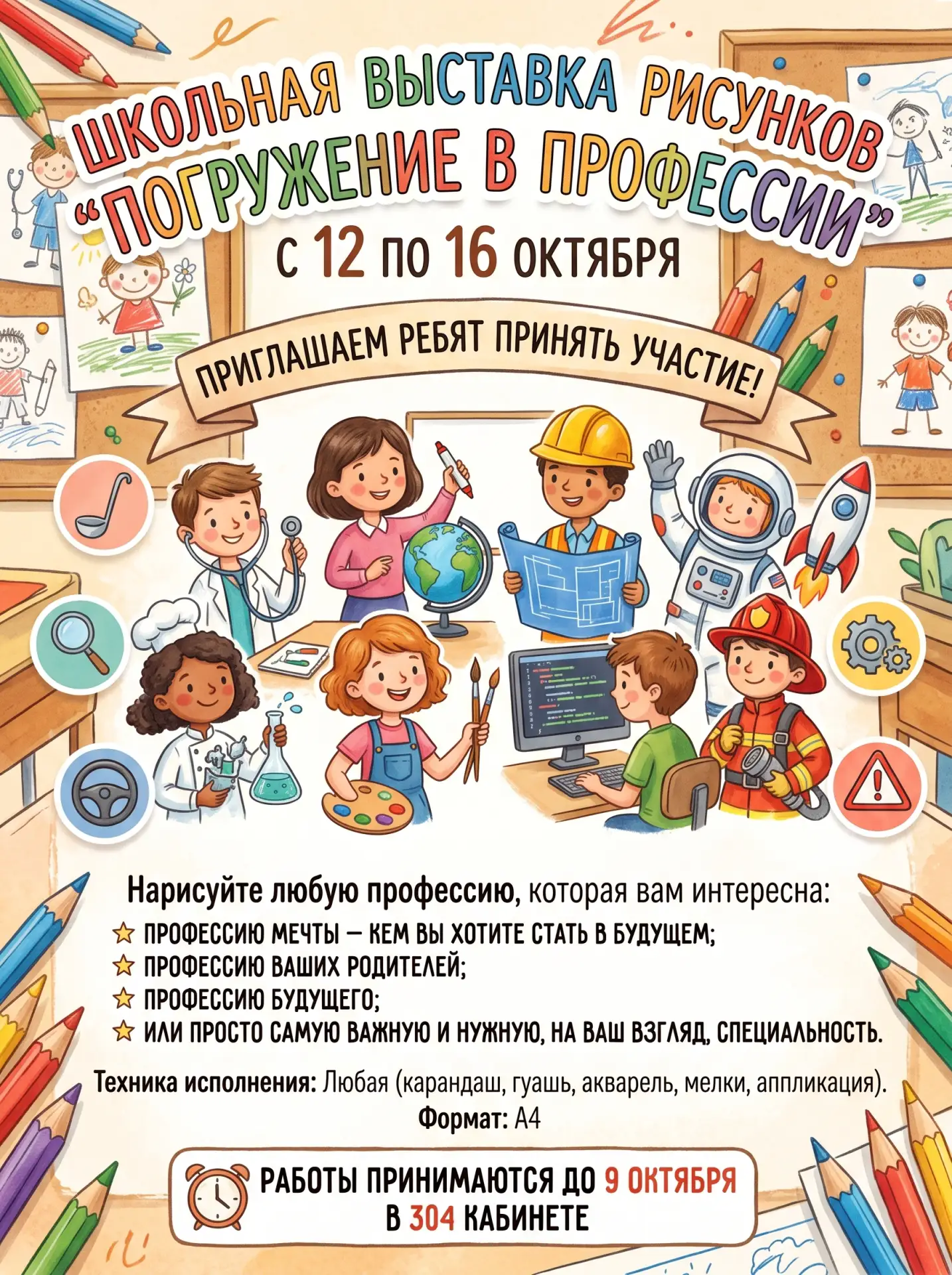 Набор рисунков на выставку «Погружение в профессию»! 🎨