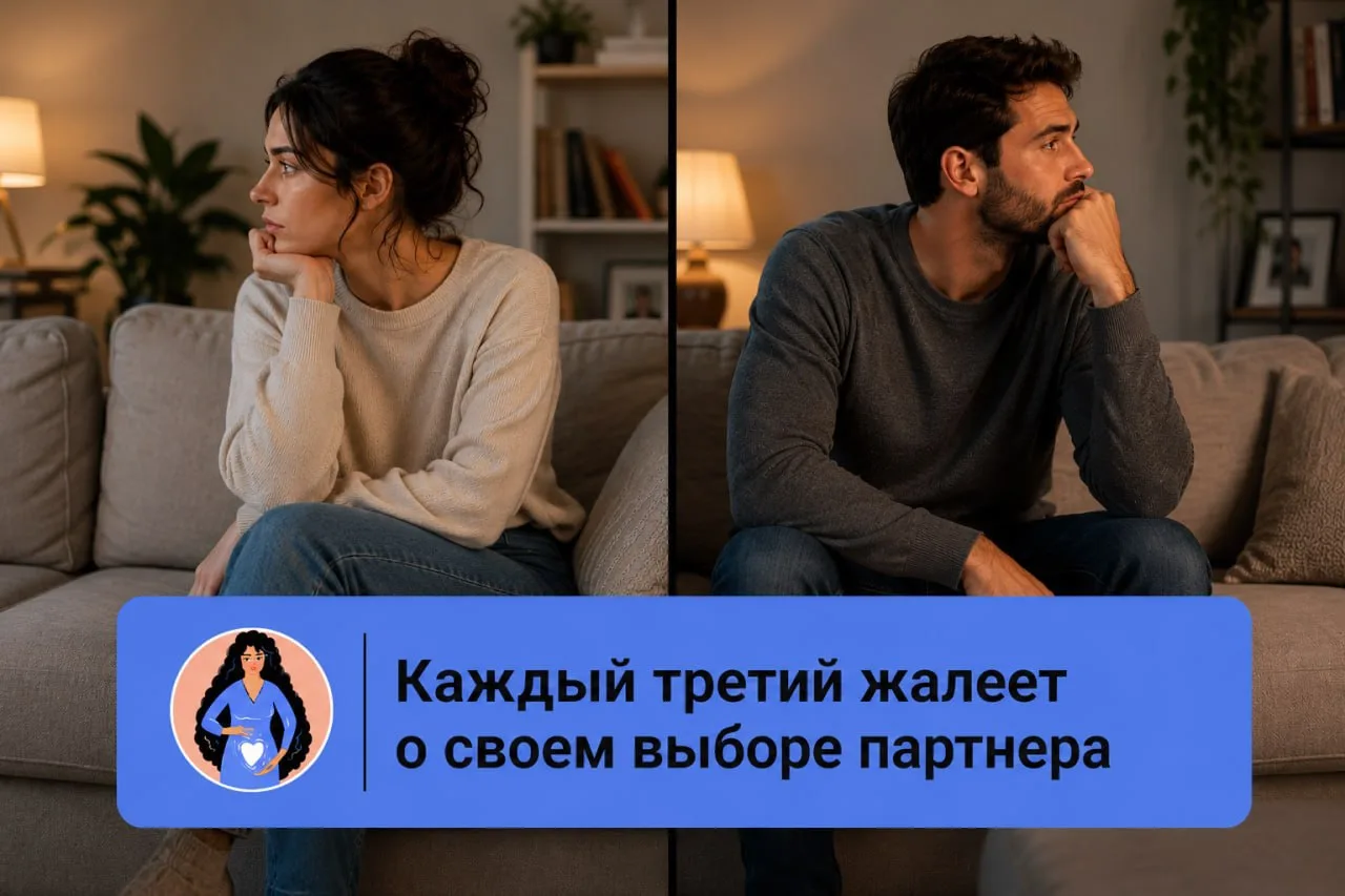 ☹️Каждый третий жалеет о своем выборе партнера.

Специалисты компании MyIQ провели опрос среди 4248 