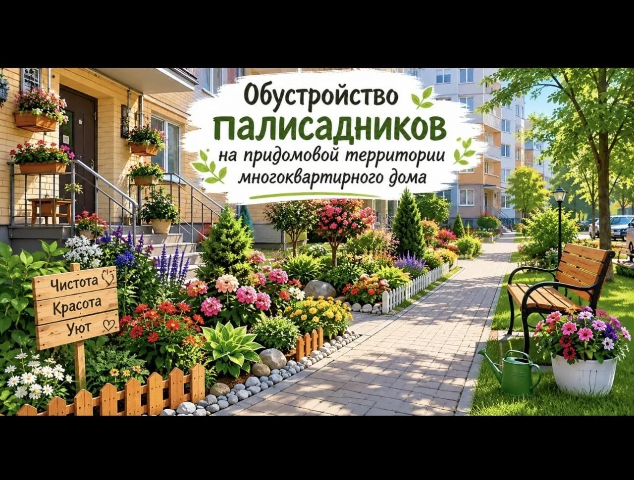 Обустройство палисадников на придомовой территории облагораживает вид дворов в Камчатск...