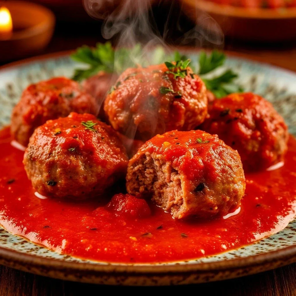 Тефтели в томатном соусе в аэрогриле 🍖  ⏱️ Время: 25–30 мин 🌡 Температура: 190°C 💨 Режим: Мясо  🥣 Ин