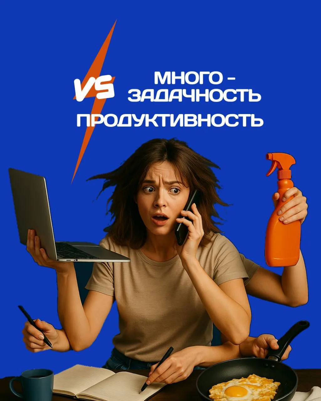 Интересный миф: чем больше дел одновременно, тем продуктивнее.
Правда: чем больше дел одновременно, 