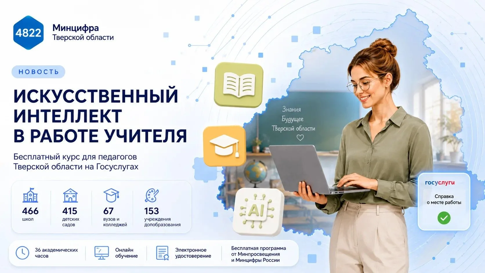1 сентября в Тверской области новый учебный год начнётся в 466 школах. Всего свои двери...