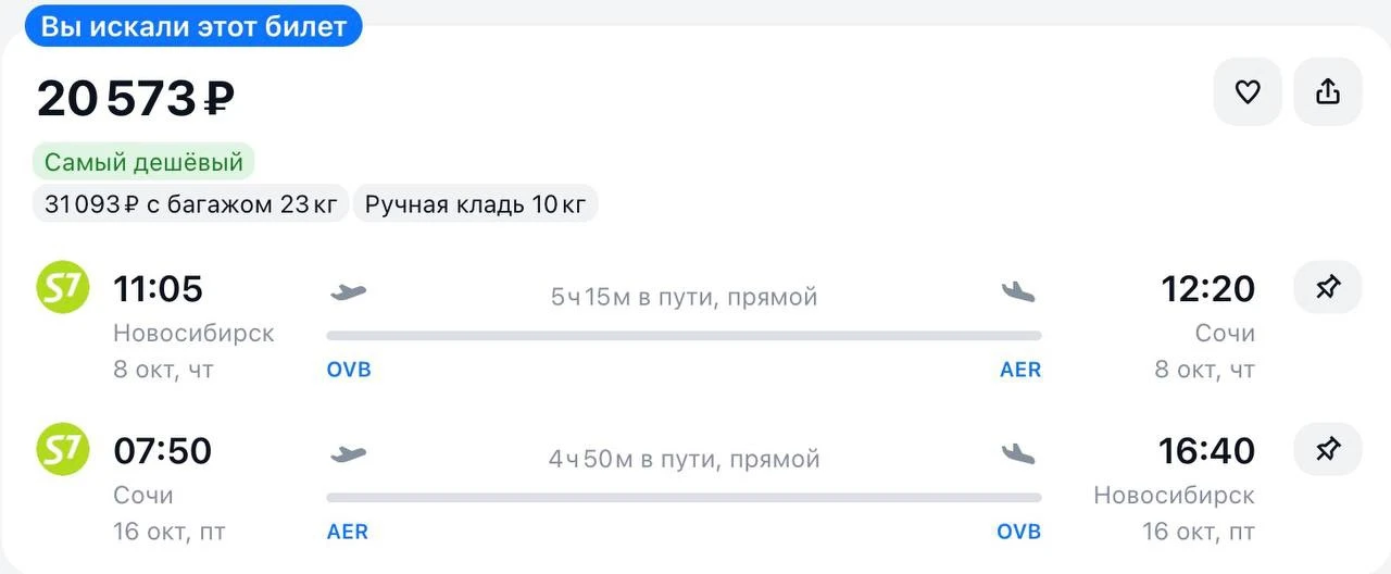 Улететь из Новосибирска в Сочи