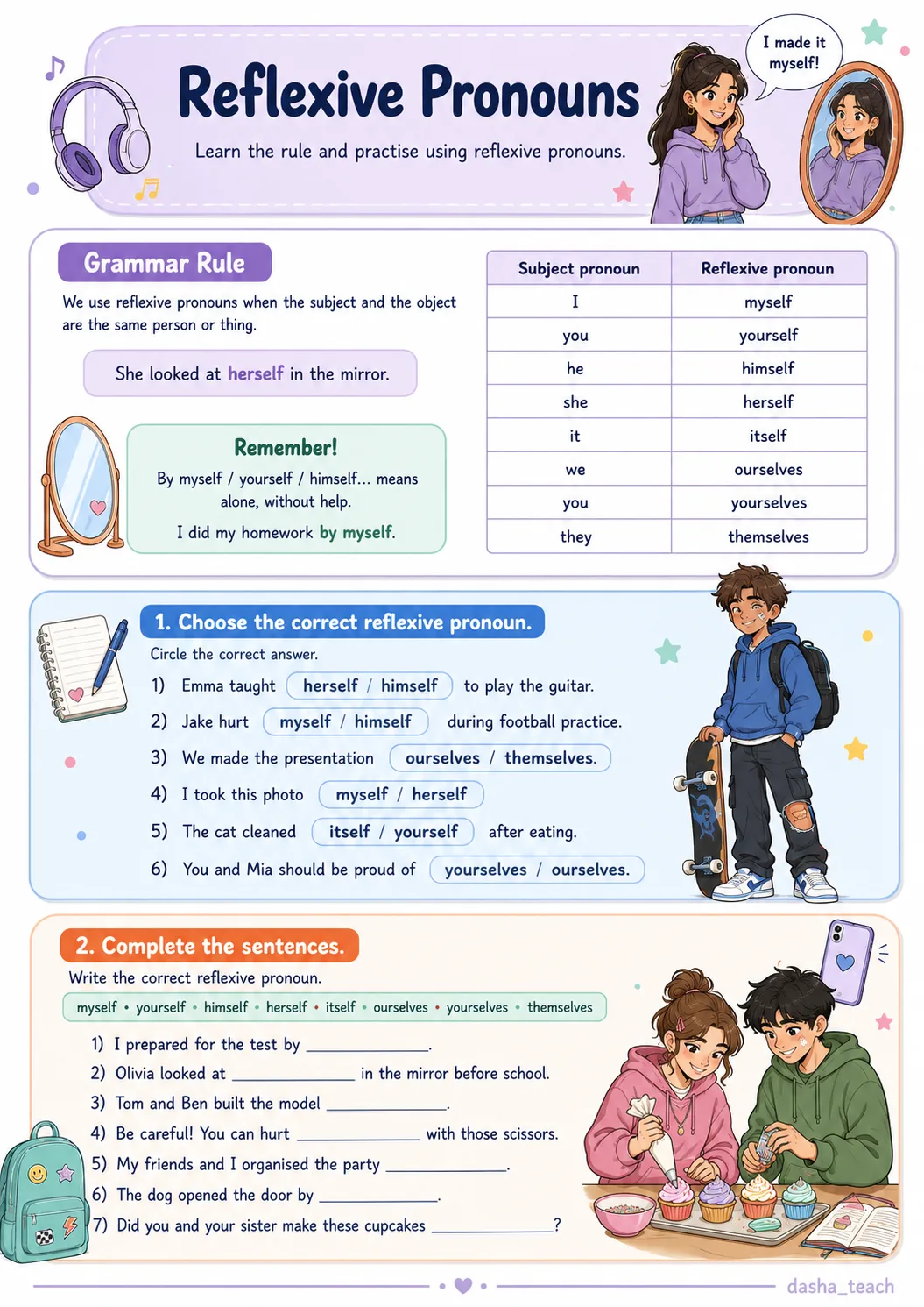 🪞✨ reflexive pronouns | рабочие листы по английскому языку