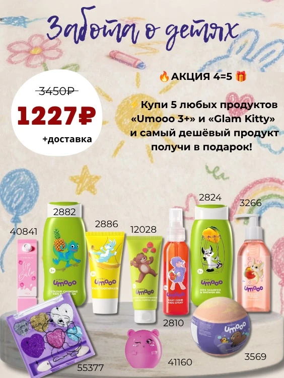 Набор для чистых щёчек, мягкой кожи и весёлого макияжа — как у мамы! Любимые детские ср...