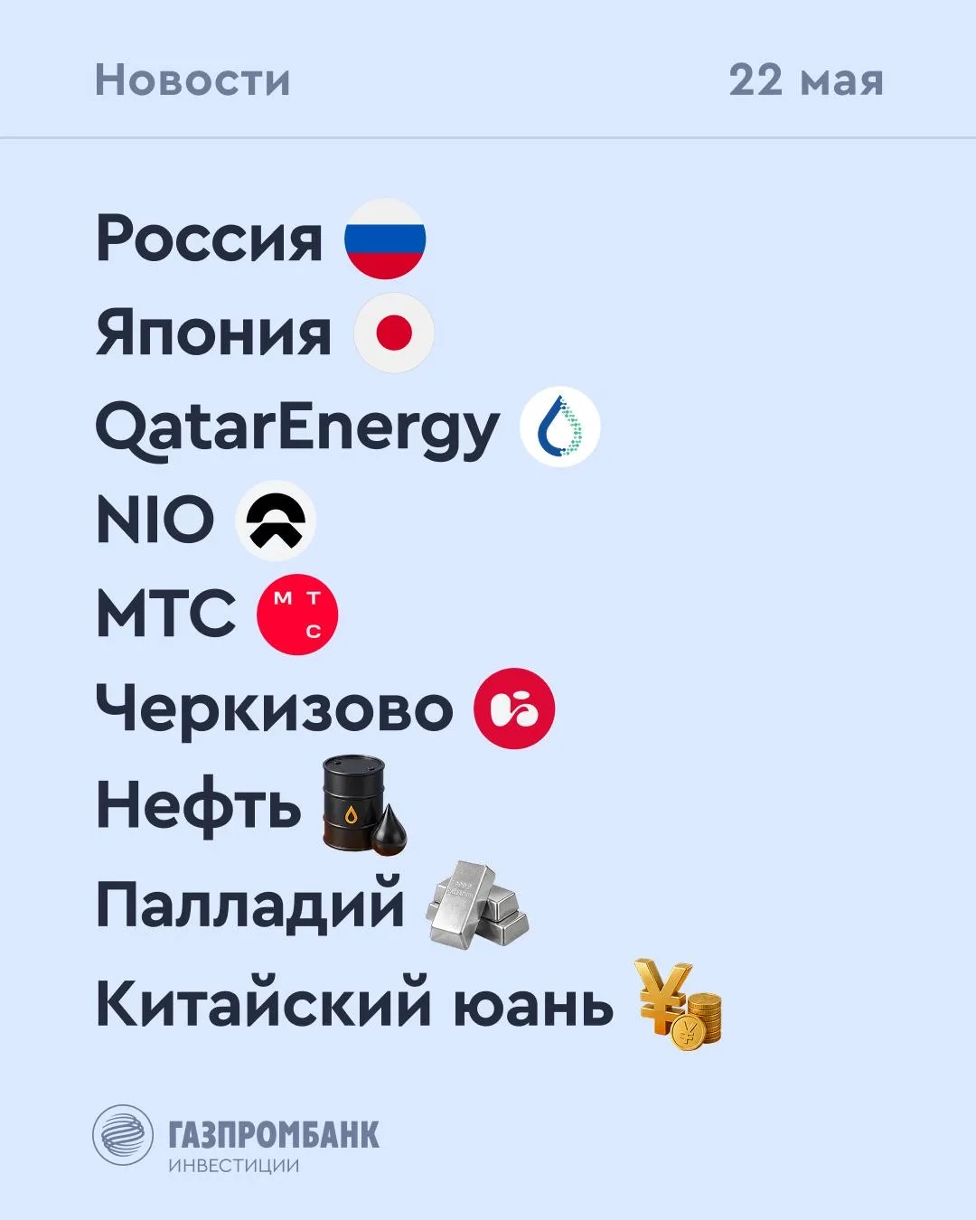 ➡️ Что происходит на рынке Сегодня, 22 мая  🔹 Международные резервы РФ на 15 мая составили $768,9 мл