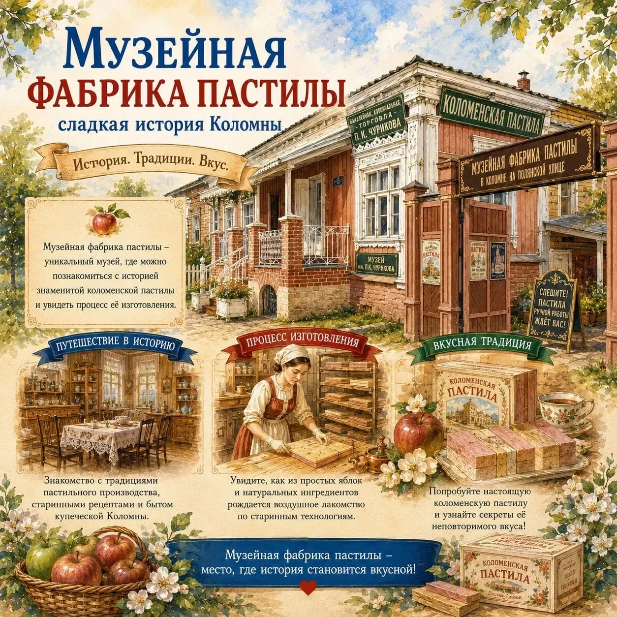 🍬 Музейная фабрика пастилы — сладкий символ Коломны ✨

Одной из самых известных достопримечательнос