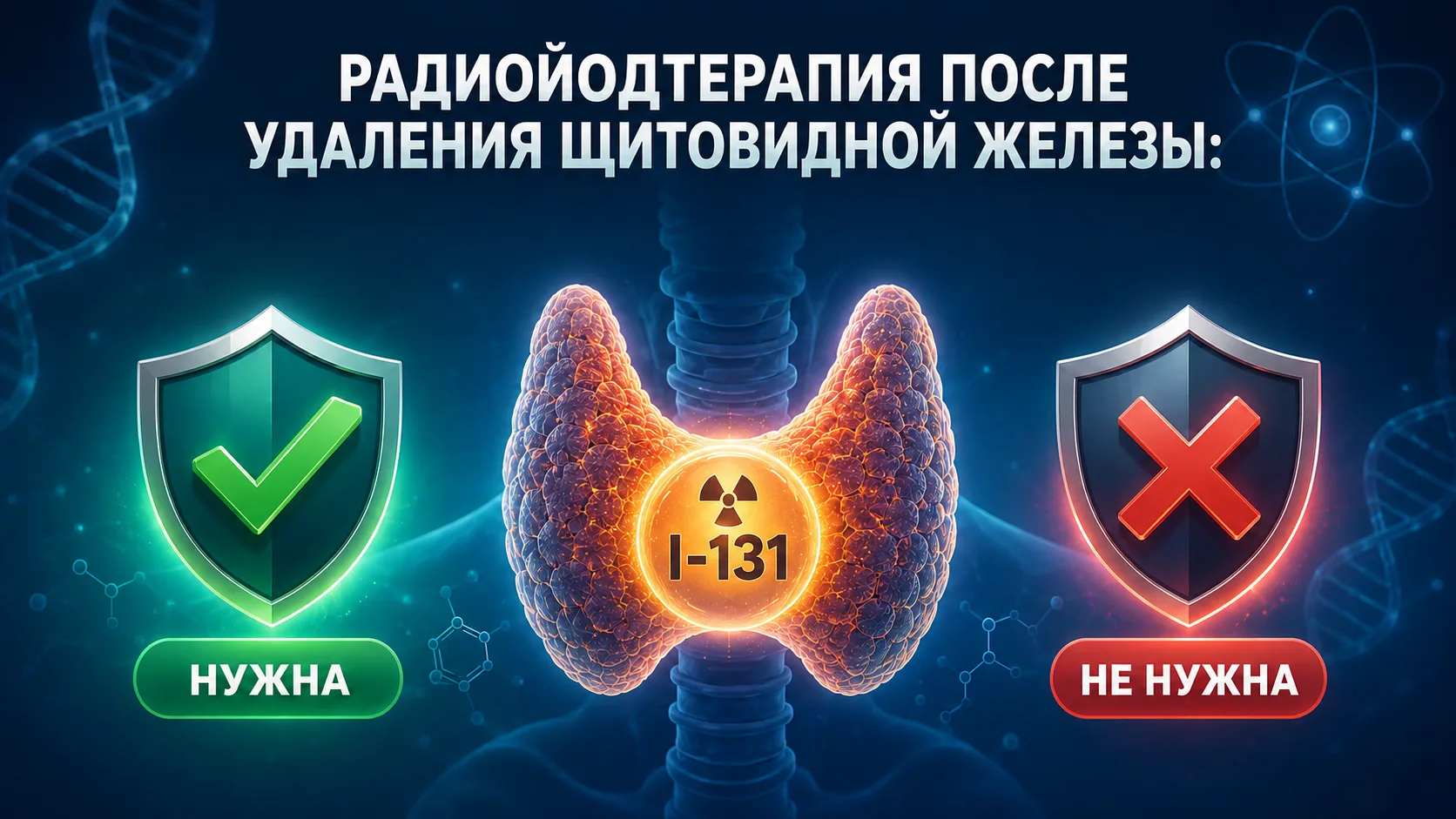 РАДИОЙОДТЕРАПИЯ ПОСЛЕ УДАЛЕНИЯ ЩИТОВИДНОЙ ЖЕЛЕЗЫ: КОГДА НУЖНА, А КОГДА НЕТ

После операции по поводу