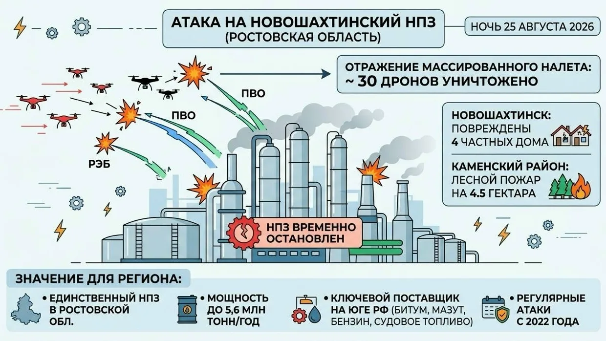 🔴 ВСУ ударили по Новошахтинскому НПЗ: ВС РФ отразили массированный налет, но предприят...