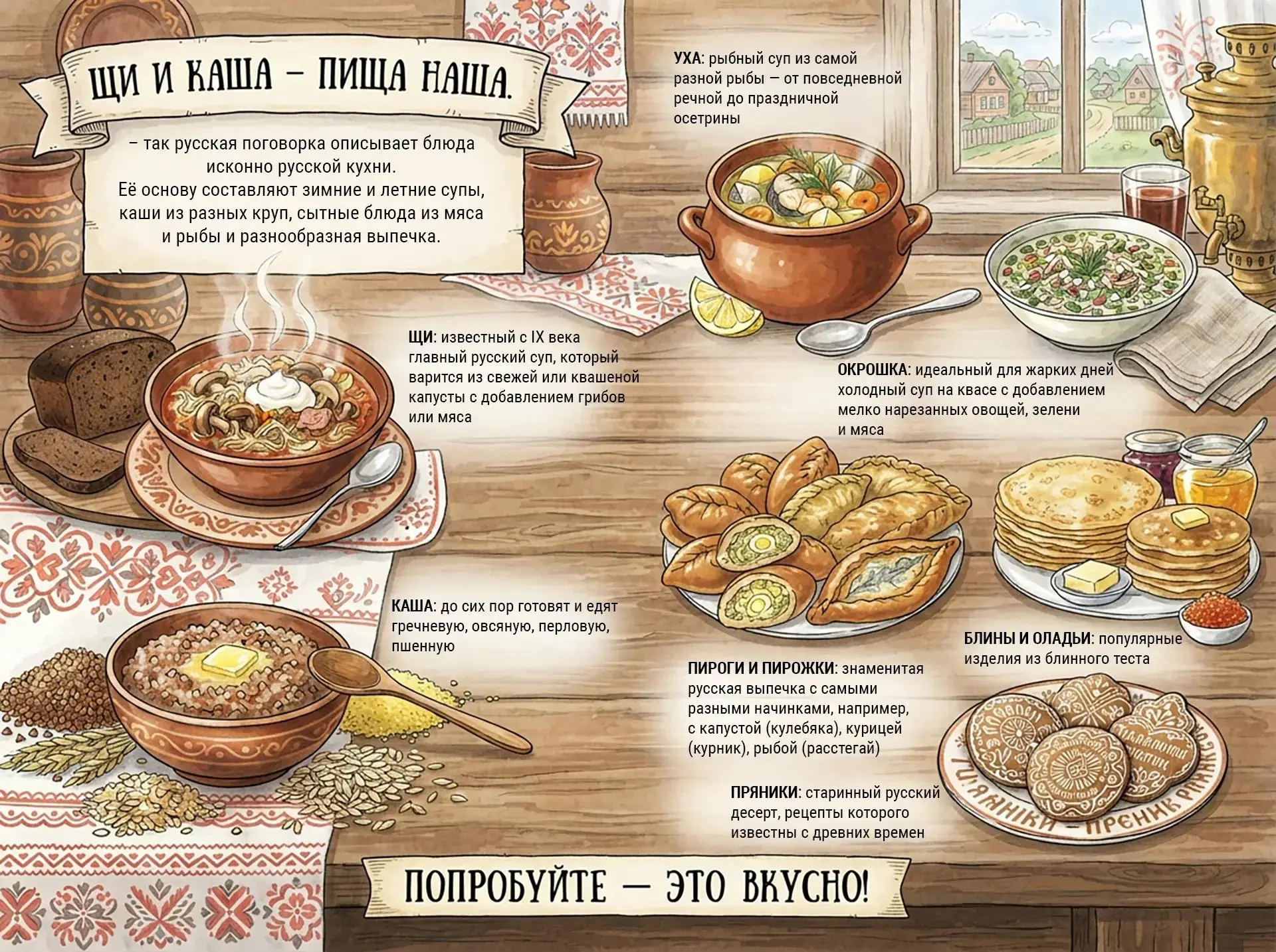 📍Щи и каша - пища наша.