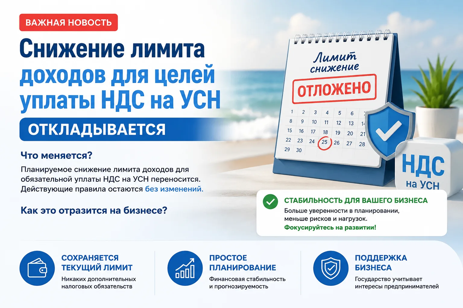 Снижение лимита доходов для целей уплаты НДС на УСН откладывается: что меняется и как э...