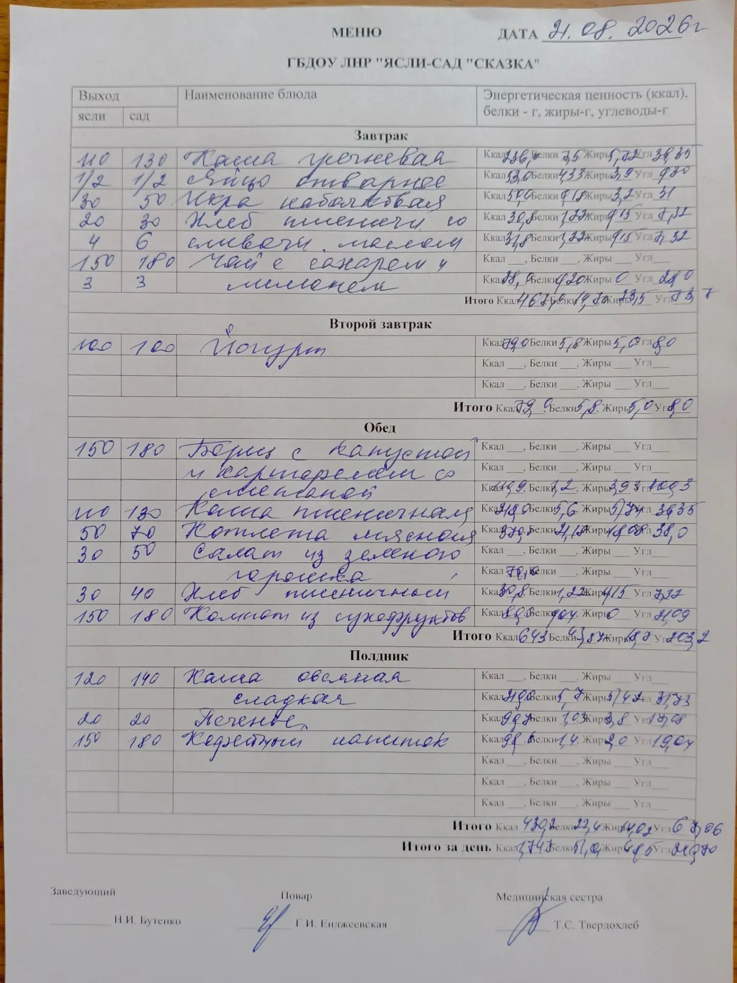 Меню на 21.08.2026