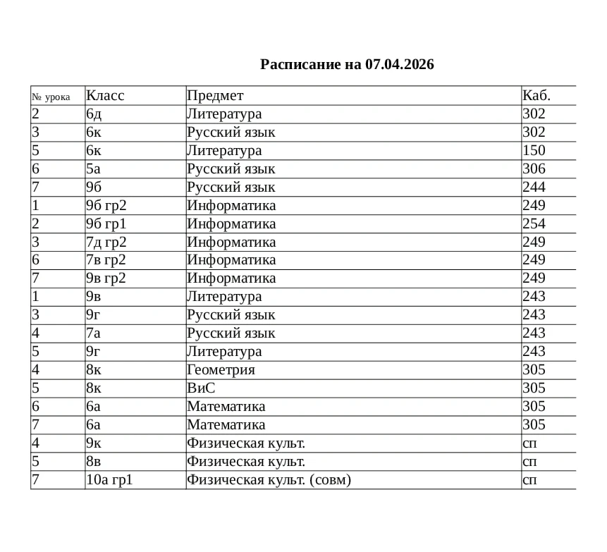 ❗Изменения в расписании на завтра, 7 апреля! ❗❗❗