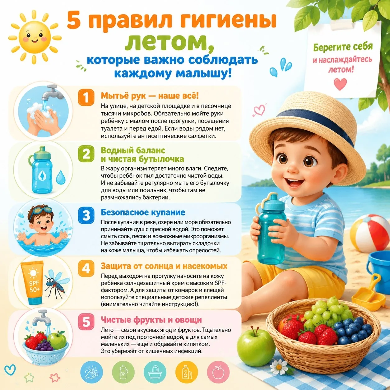 Безопасность летом
Лето должно быть жарким и безопасным 😊
Напоминаем основные правила, побеседуйте 