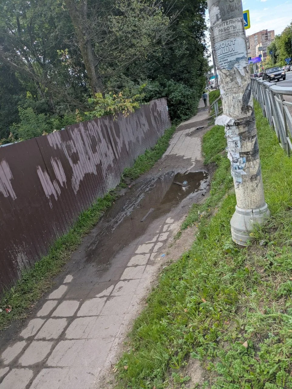 Добрый день! 
Вдоль Ленинградского шоссе , у завода "Лепсе", ул. Красная д. 136, есть тротуар , кото