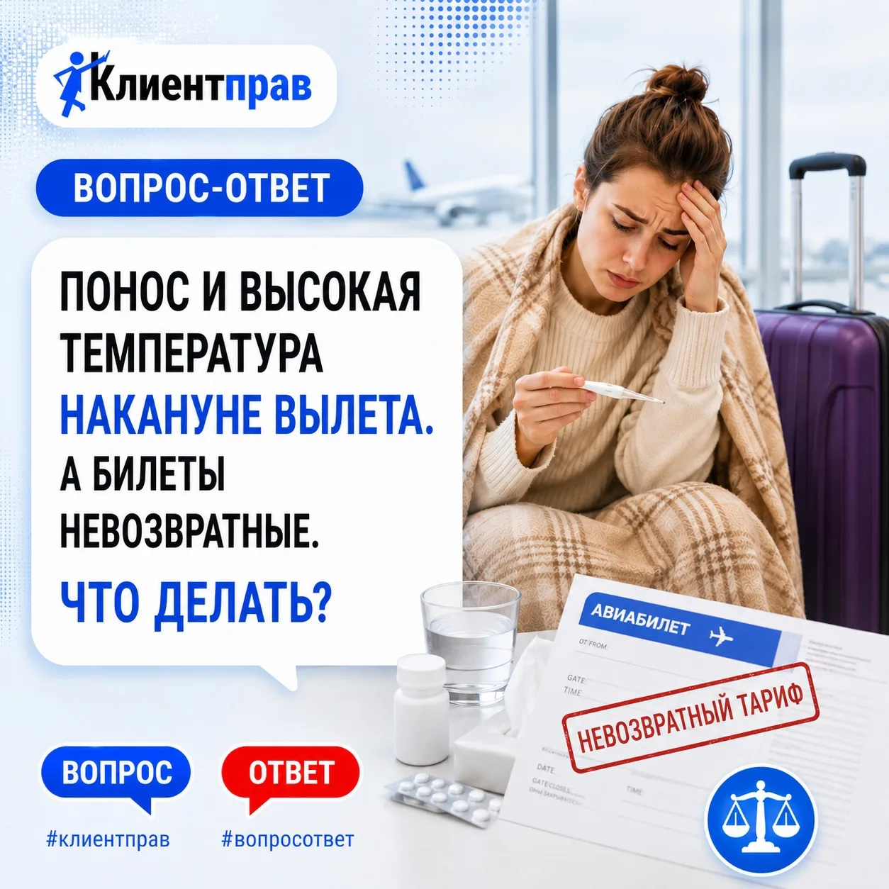 ❓Понос и высокая температура накануне вылета. Билеты невозвратные. Что делать?

📢Ответ: В первую оч