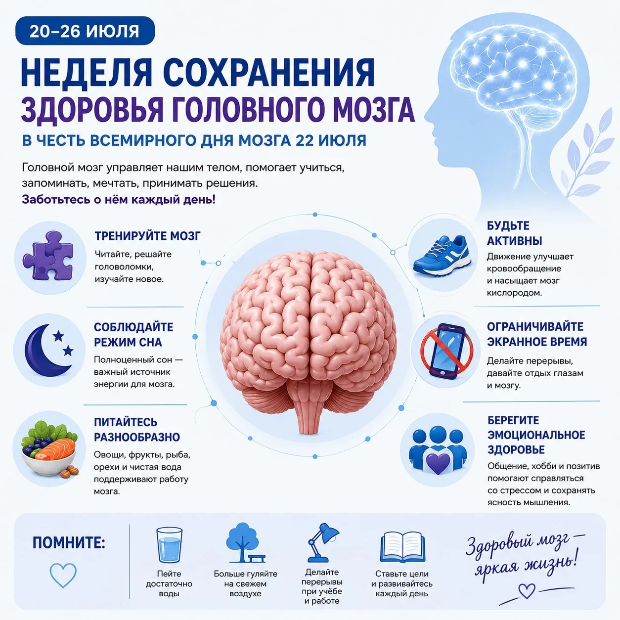 20-26 июля – Неделя сохранения здоровья головного мозга👍