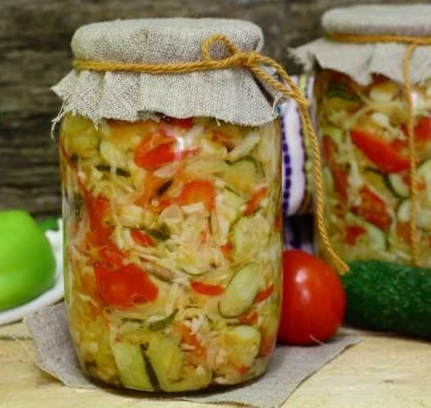 САЛАТ ИЗ ОГУРЦОВ И КАПУСТЫ НА ЗИМУ