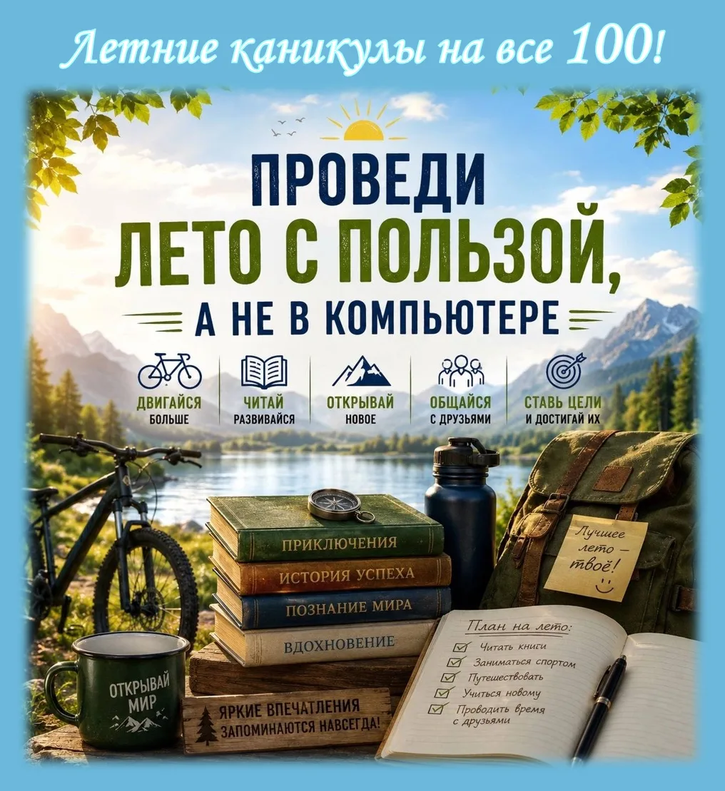 «Чтение летом — залог уверенного старта в новом учебном году» 📚
 Лето стремительно движется к завер