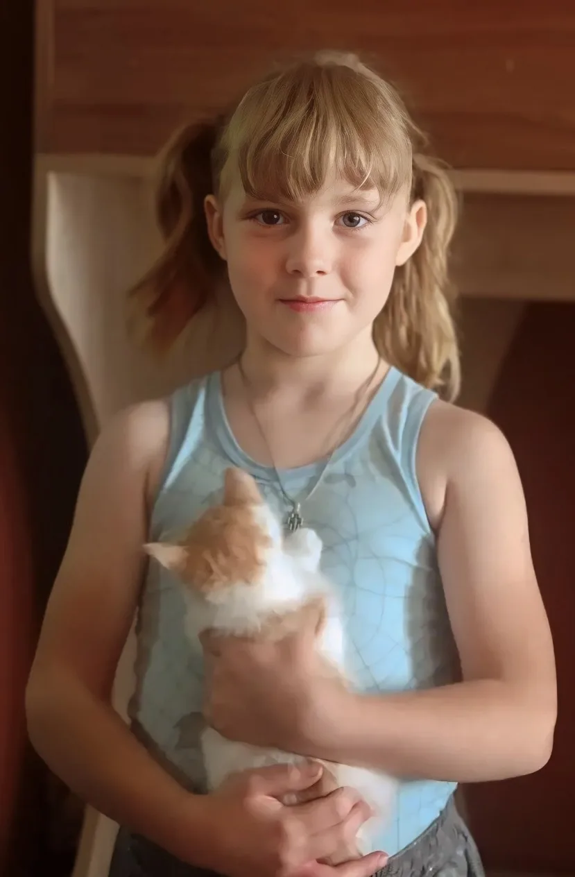 Фарбитная София (3 класс), со своим котёнком. 🐱