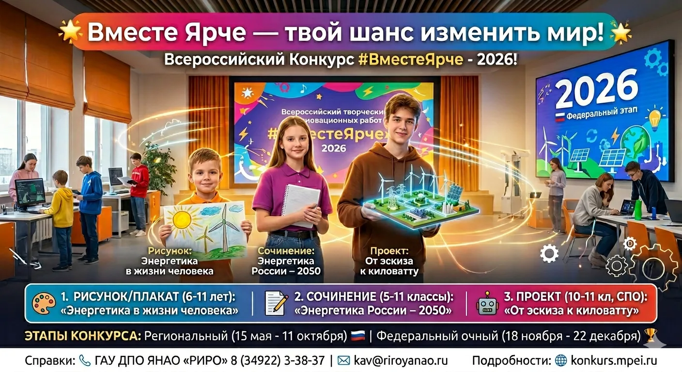 🌟Вместе Ярче — твой шанс изменить мир!

🌟 Конкурс творческих, проектных и исследовательских работ 