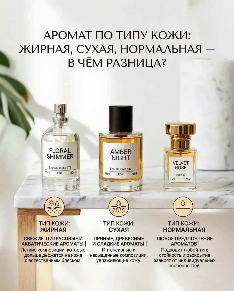 Аромат по типу кожи: жирная, сухая, нормальная — в чём разница? 🧴✨