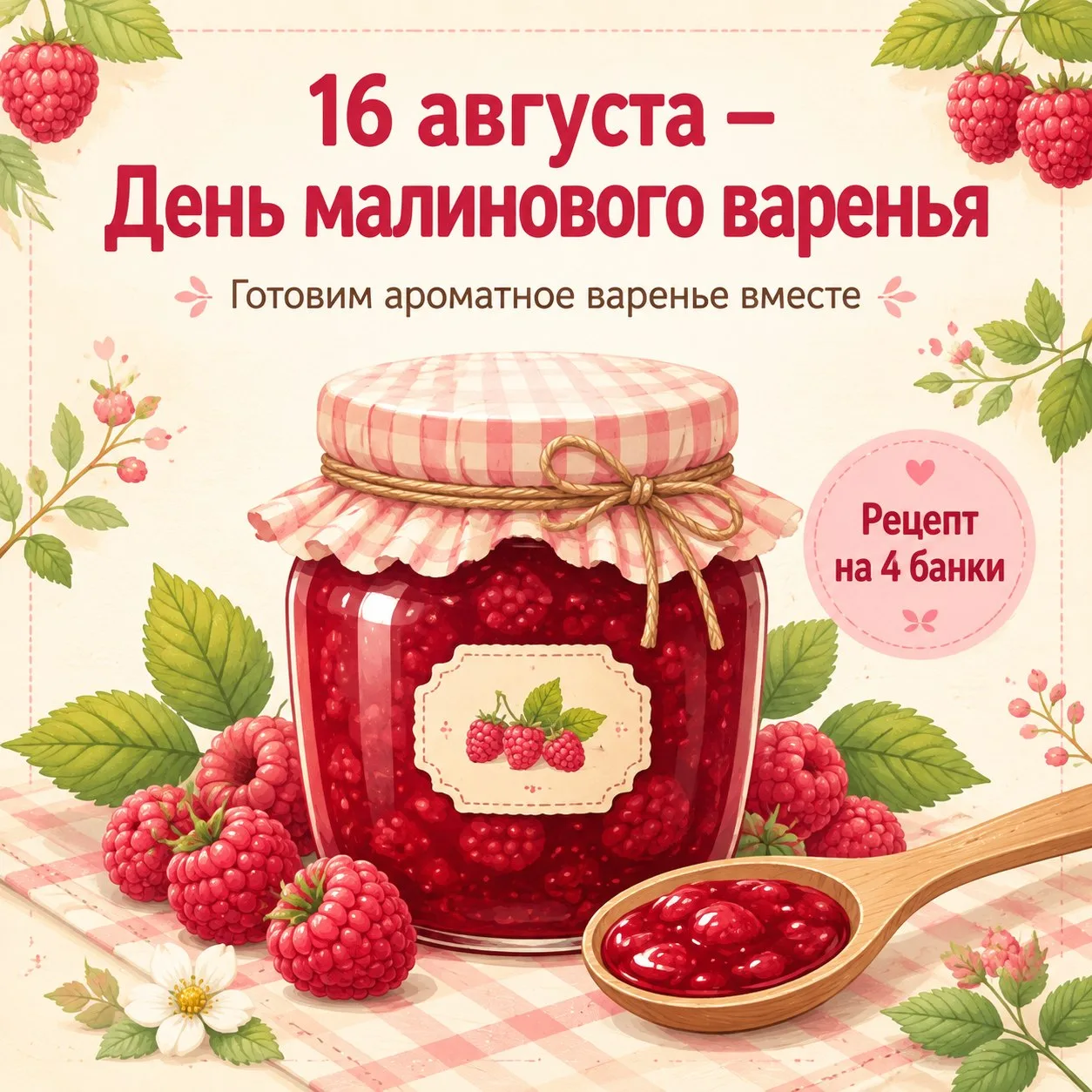 16 августа — День малинового варенья!
