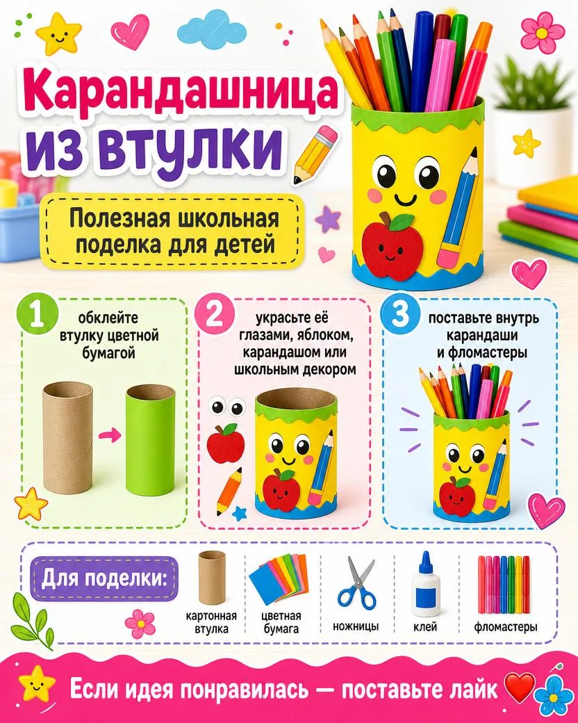 Карандашница из втулки ✏️