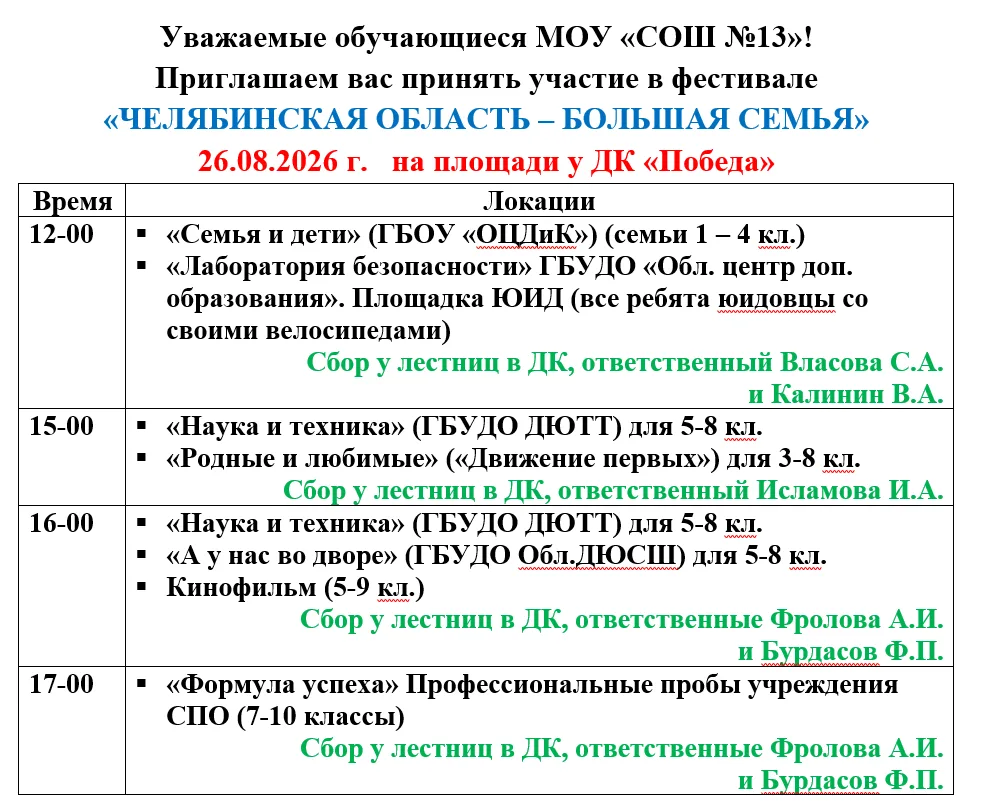 Уважаемые обучающиеся МОУ «СОШ №13»!