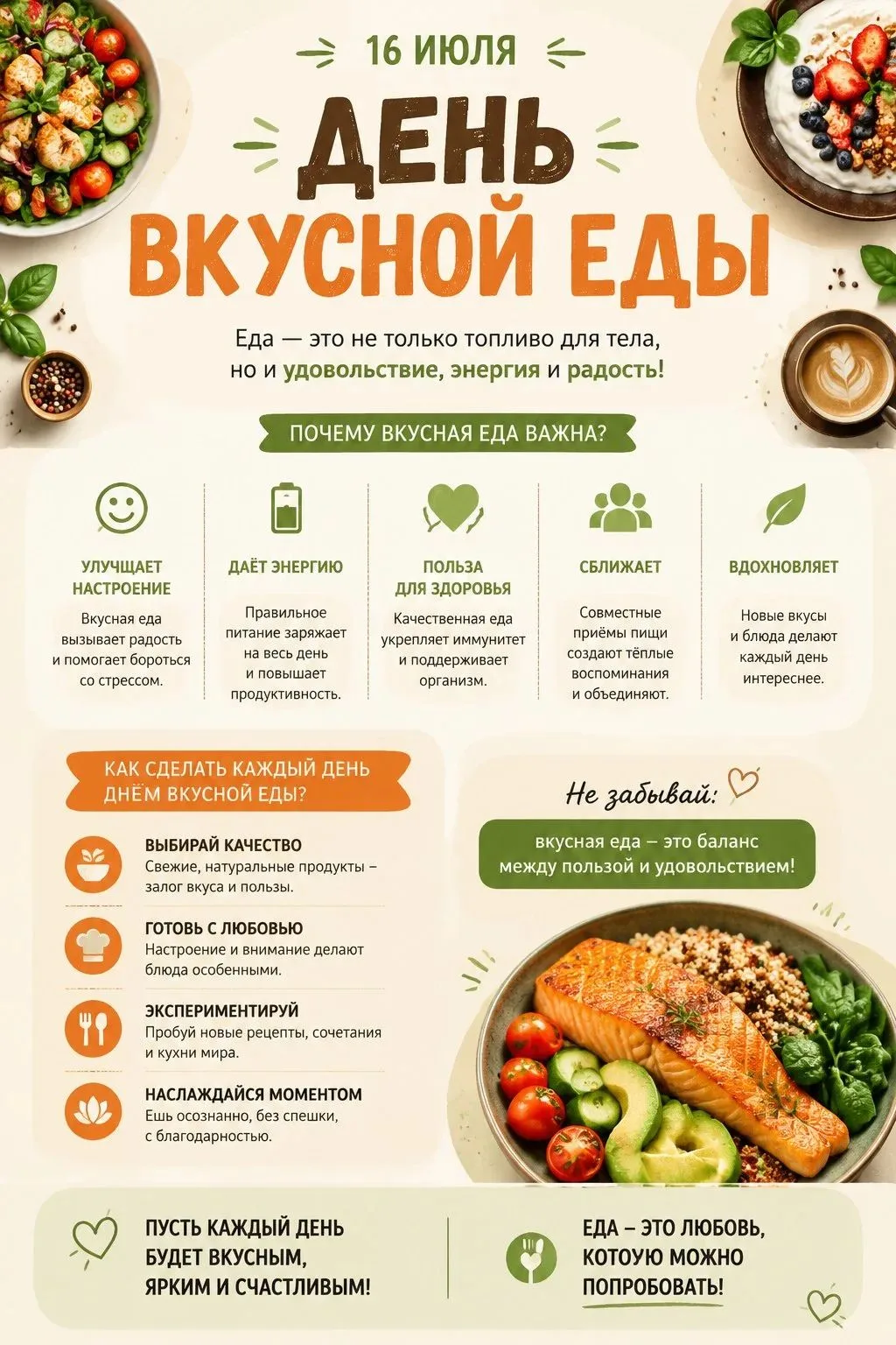 Сегодня — день вкусной еды! 🍕🍰

А это значит, что можно без угрызений совести побаловать себя чем-