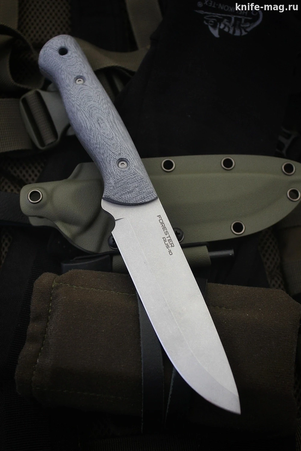 Туристический нож Forester AUS-10 с огнивом Kydex