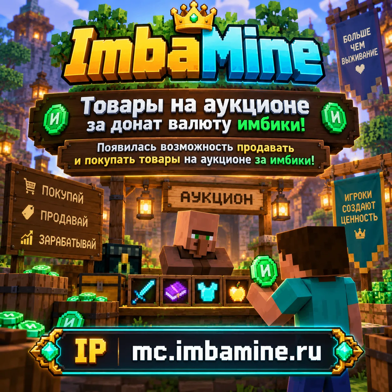 Товары на аукционе за донат валюту ИМБИКИ. Появилась возможность продавать и покупать т...