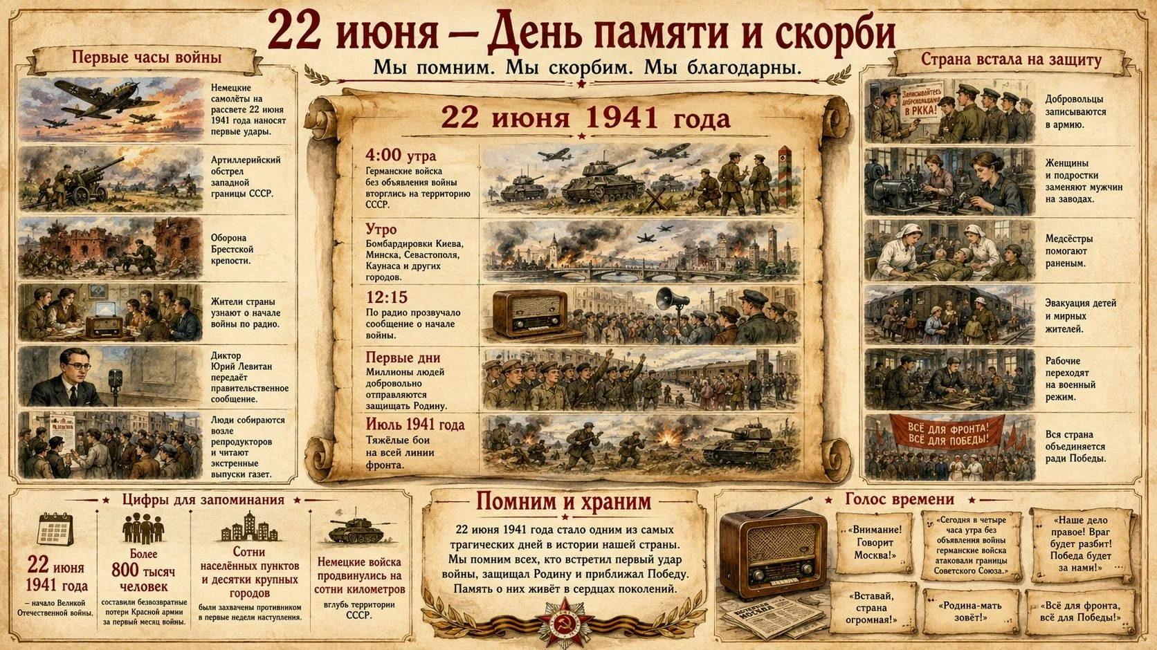 22 июня. День Памяти и скорби
 В этот день в 1941 году началась Великая Отечественная война. 1418 дн