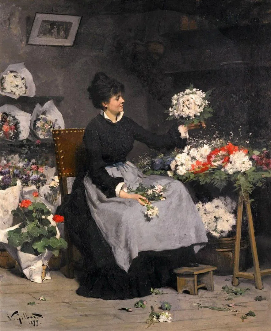 «Продавщица цветов», французский художник Виктор Габриэль Жильбер (1887 год).